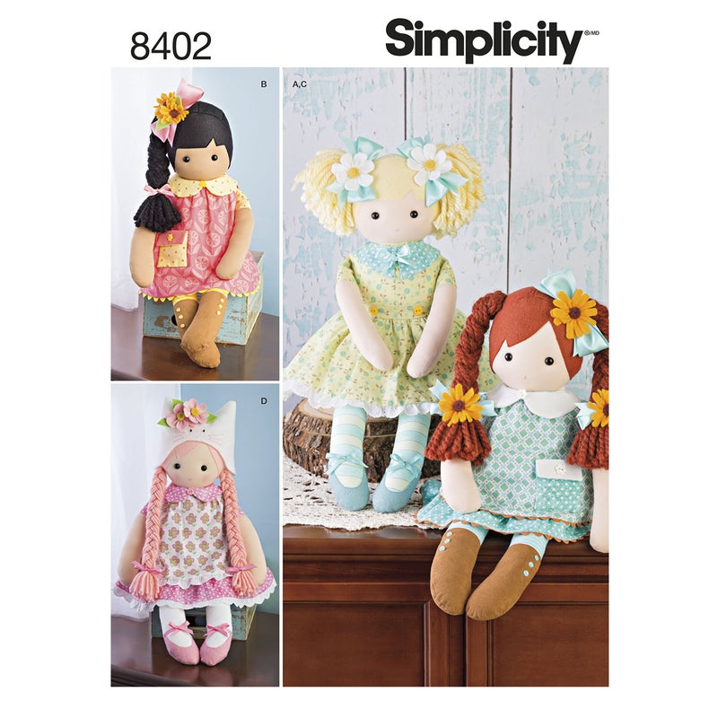 Simplicity Stuffed Doll with Clothes Art and Craft Sewing Template, One Size Only, Mulit Color - Image 1